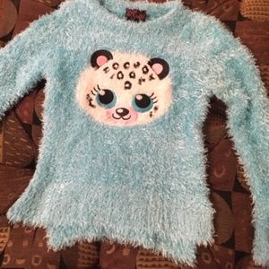 Soft & Cuddly Girls Rule Fuzzy Yarn Animal Sweater